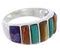 Authentic Southwestern Silver Multicolor Ring Size 8-3/4 AX36844